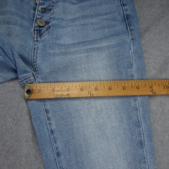 Judy Blue Jeans Womens 3/26 Blue Light Wash Skinny Fit Button Fly Raw Hem L - Picture 12 of 13